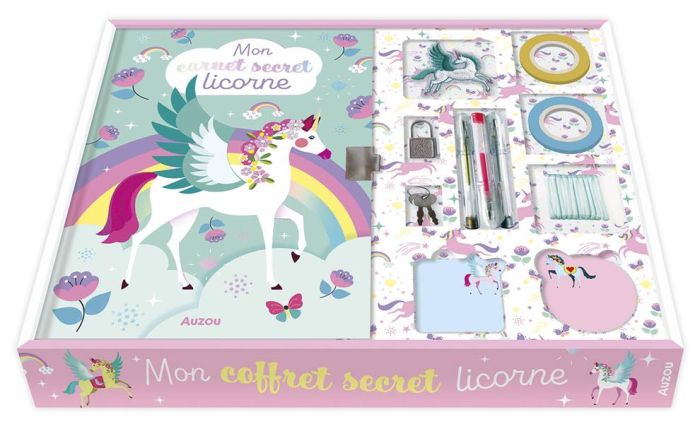 Emprunter Mon carnet secret licorne. Avec 3 stylos glitters, 2 masking tapes, 2 blocs de notes repositionnable livre