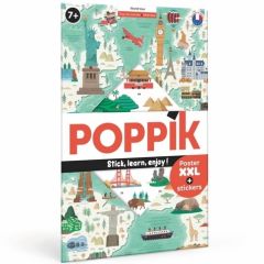 POPPIK - TOUR DU MONDE - 1 POSTER + 71 STICKERS REPOSITIONNABLES - MEDINA VICTOR