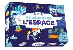 Je découvre l'espace. Coffret avec 1 lampe, 1 poster phosphorescent du ciel, 3 rondelles et 1 livre - Thomas-Belli Anne - Bessard Sylvie - Bornot Sally