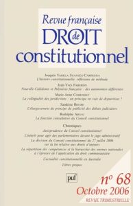 Revue française de Droit constitutionnel N° 68, Octobre 2006 - Varela Suanzes-Carpegna Joaquín - Faberon Jean-Yve