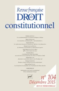 Revue française de Droit constitutionnel N° 104, Décembre 2015 - Mériot Frédéric