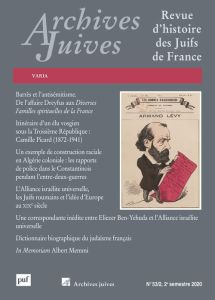 Archives juives Volume 53 N°2, 2e semestre 2020 - Assan Valérie