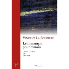 Le firmament pour témoin. Lettres à Didier III 1981-1993 - La Soudière Vincent - Massias Sylvia