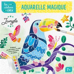 Aquarelle magique jungle. 6 tableaux avec des contours en relief et une vraie palette de couleurs - Guivarc'h Clémentine