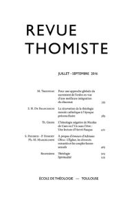 REVUE THOMISTE - N 3/2016 - MARGELIDON P-M.