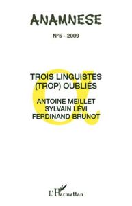 Anamnèse N° 5/2009 : Trois linguistes (trop) oubliés : Antoine Meillet, Sylvain Lévi, Ferdinand Brun - Ravelet Claude - Swiggers Pierre