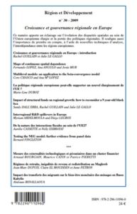 Région et Développement N° 30-2010 : Croissance et gouvernance régionale en Europe - Guillain Rachel - Le Gallo Julie