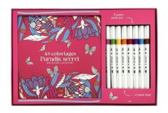 48 coloriages Paradis secret pour m'évader et me détendre. Coffret avec un carnet à colorier avec de - COLLECTIF