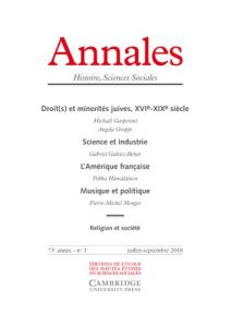 Annales Histoire, Sciences Sociales N° 3, juillet-septembre 2018 - Azoulay Vincent