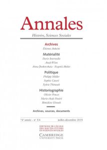 Annales Histoire, Sciences Sociales N° 3/4, juillet-décembre 2019 : Archives - Azoulay Vincent