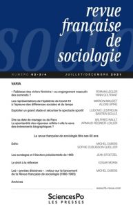 Revue française de sociologie N° 62-3/4, juillet-décembre 2021 - Dubuisson-Quellier Sophie - Dubois Michel