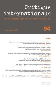 Critique internationale N° 94, janvier-mars 2022 : Varia - Combes Hélène