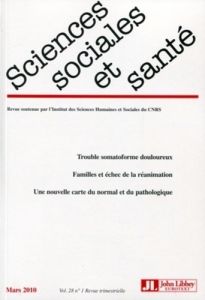 Sciences Sociales et Santé Volume 28 N° 1, Mars 2010 - Bonnet Doris