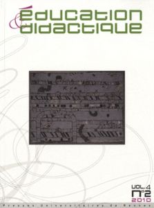 Education & didactique Volume 4 N° 2, Novembre 2010 - Carrion Yona - Guérin Jérôme - Perez Jean-Michel -