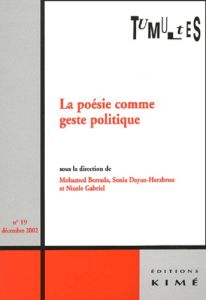 Tumultes N° 19, Décembre 2002 : La poésie comme geste politique - Berrada Barbara - Dayan-Herzbrun Sonia - Gabriel N